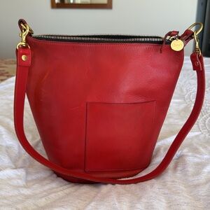 Clare V Petite Jeane Jeanne Shoulder Bag Coral Red